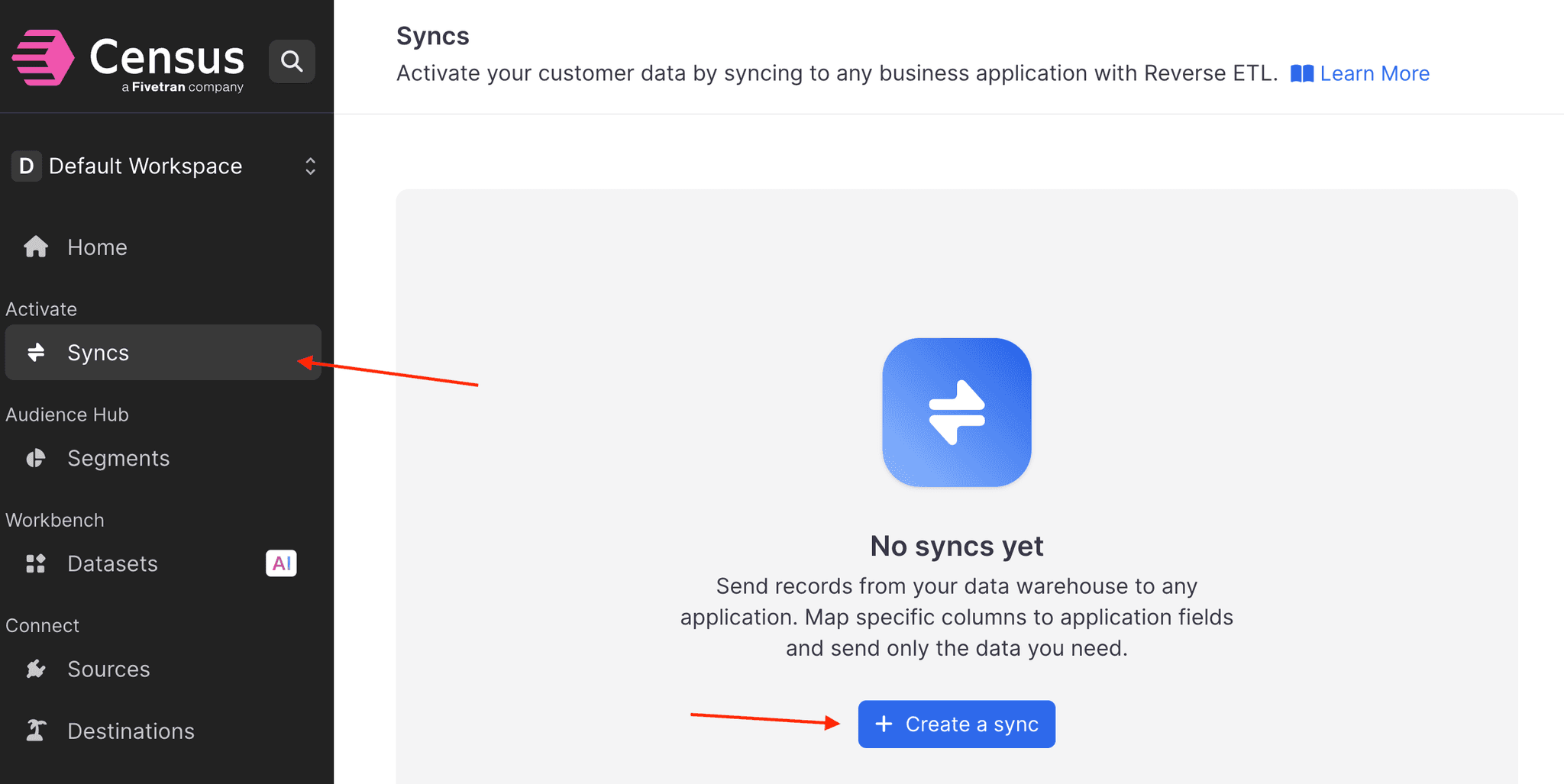 Create a new sync in Census